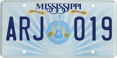 MS license plate ARJ019