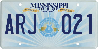MS license plate ARJ021