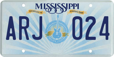 MS license plate ARJ024