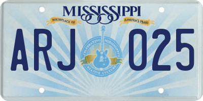 MS license plate ARJ025