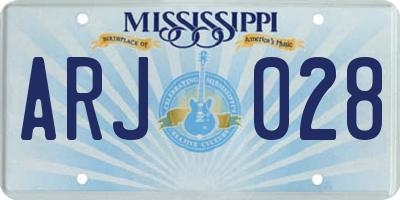 MS license plate ARJ028