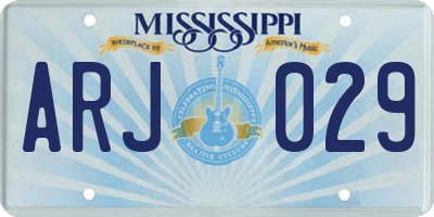 MS license plate ARJ029