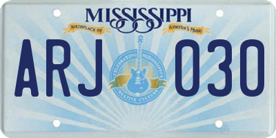 MS license plate ARJ030