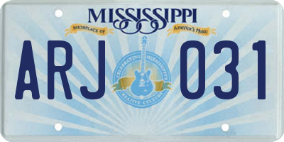 MS license plate ARJ031
