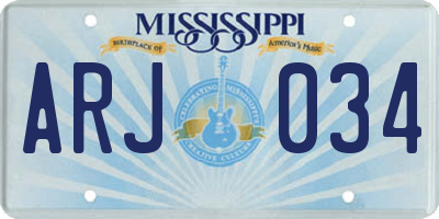 MS license plate ARJ034