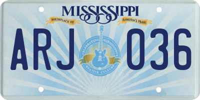 MS license plate ARJ036