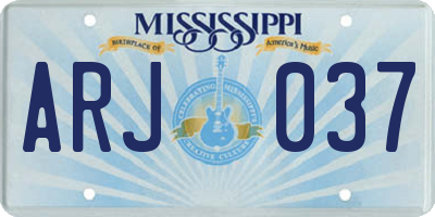 MS license plate ARJ037