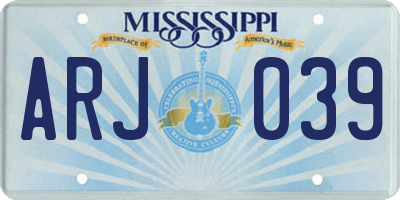 MS license plate ARJ039