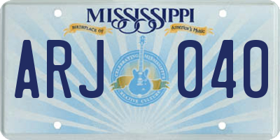 MS license plate ARJ040