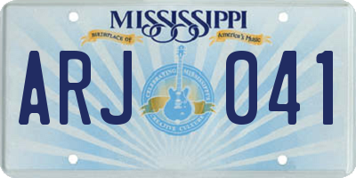 MS license plate ARJ041