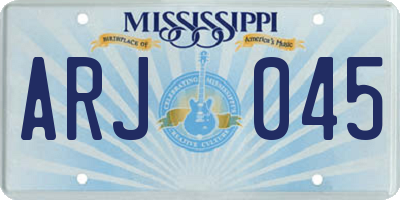 MS license plate ARJ045