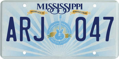 MS license plate ARJ047