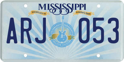 MS license plate ARJ053