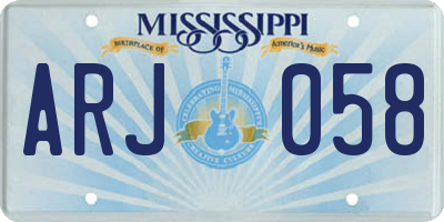 MS license plate ARJ058