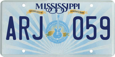 MS license plate ARJ059