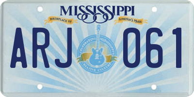 MS license plate ARJ061