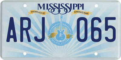 MS license plate ARJ065