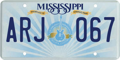 MS license plate ARJ067