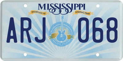 MS license plate ARJ068