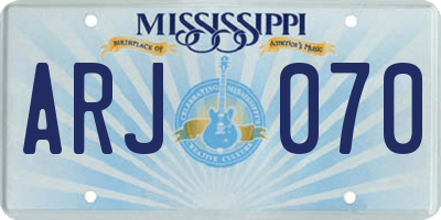 MS license plate ARJ070