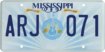 MS license plate ARJ071