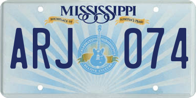 MS license plate ARJ074