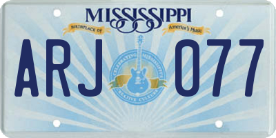 MS license plate ARJ077