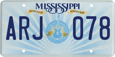 MS license plate ARJ078