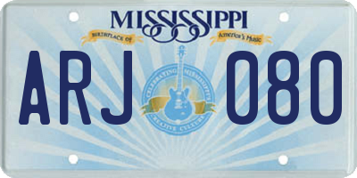 MS license plate ARJ080