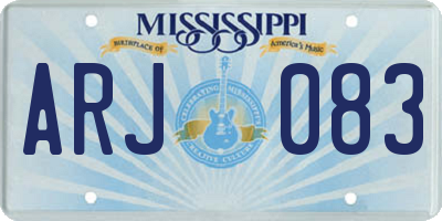 MS license plate ARJ083