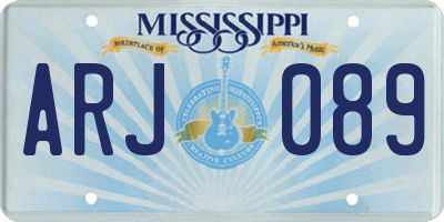 MS license plate ARJ089