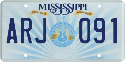 MS license plate ARJ091