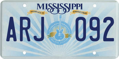 MS license plate ARJ092
