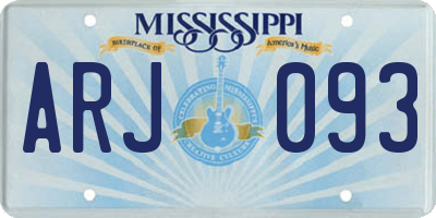 MS license plate ARJ093