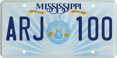 MS license plate ARJ100