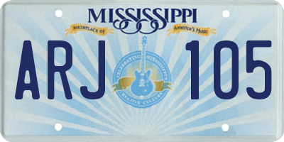 MS license plate ARJ105