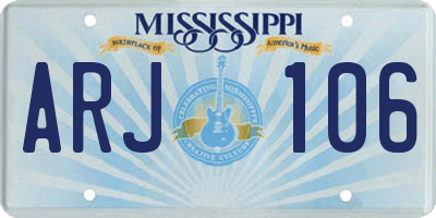 MS license plate ARJ106