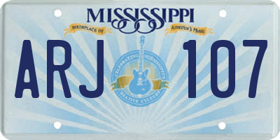 MS license plate ARJ107