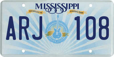 MS license plate ARJ108