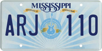 MS license plate ARJ110