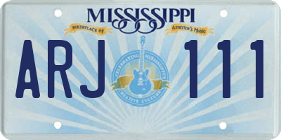 MS license plate ARJ111