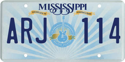 MS license plate ARJ114