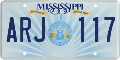 MS license plate ARJ117