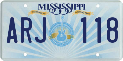 MS license plate ARJ118