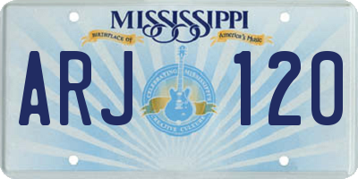 MS license plate ARJ120