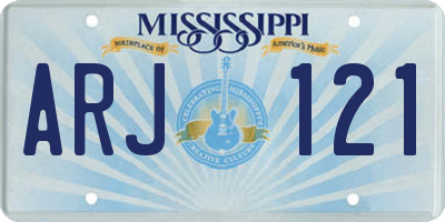 MS license plate ARJ121