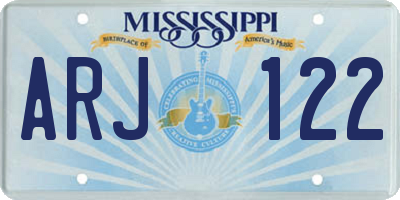 MS license plate ARJ122