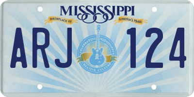 MS license plate ARJ124