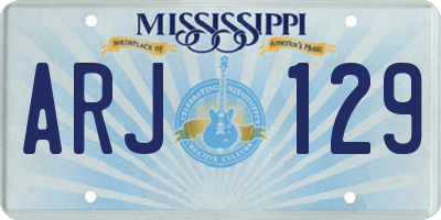 MS license plate ARJ129