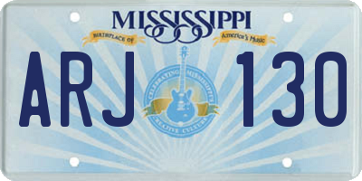 MS license plate ARJ130